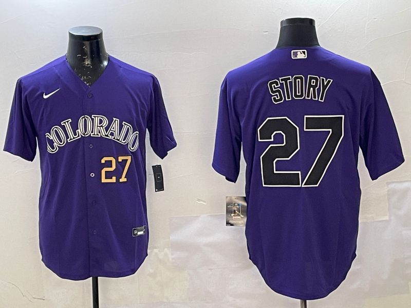 Men Colorado Rockies #27 Story Purple Game 2025 Nike MLB Jersey style 7->new york mets->MLB Jersey